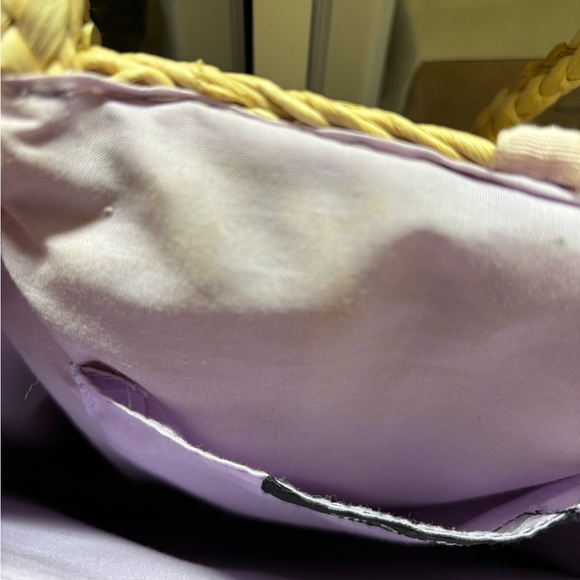 Xhilaration Corn Husk Lavender Lined Tote Bag Light  Purple Yellow Flowers - Picture 9 of 16